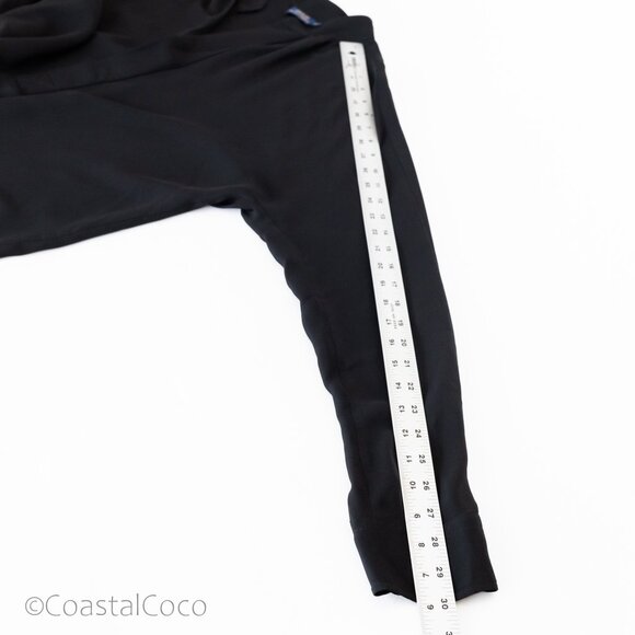 Polo Ralph Lauren M Split-Neck Top 100% Silk Black Relaxed Office Business - Picture 11 of 11